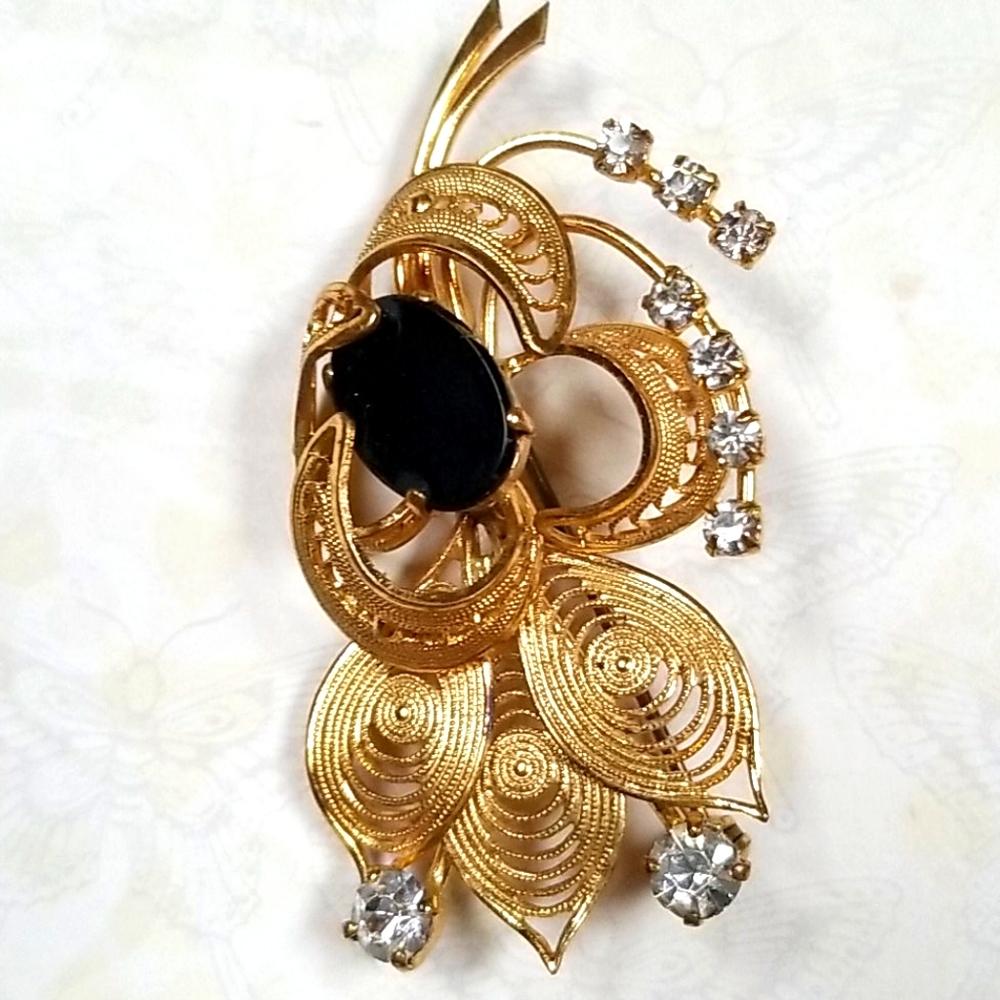 Vintage Western Germany Rhinestone Brooch Pin - Picture 6 of 15